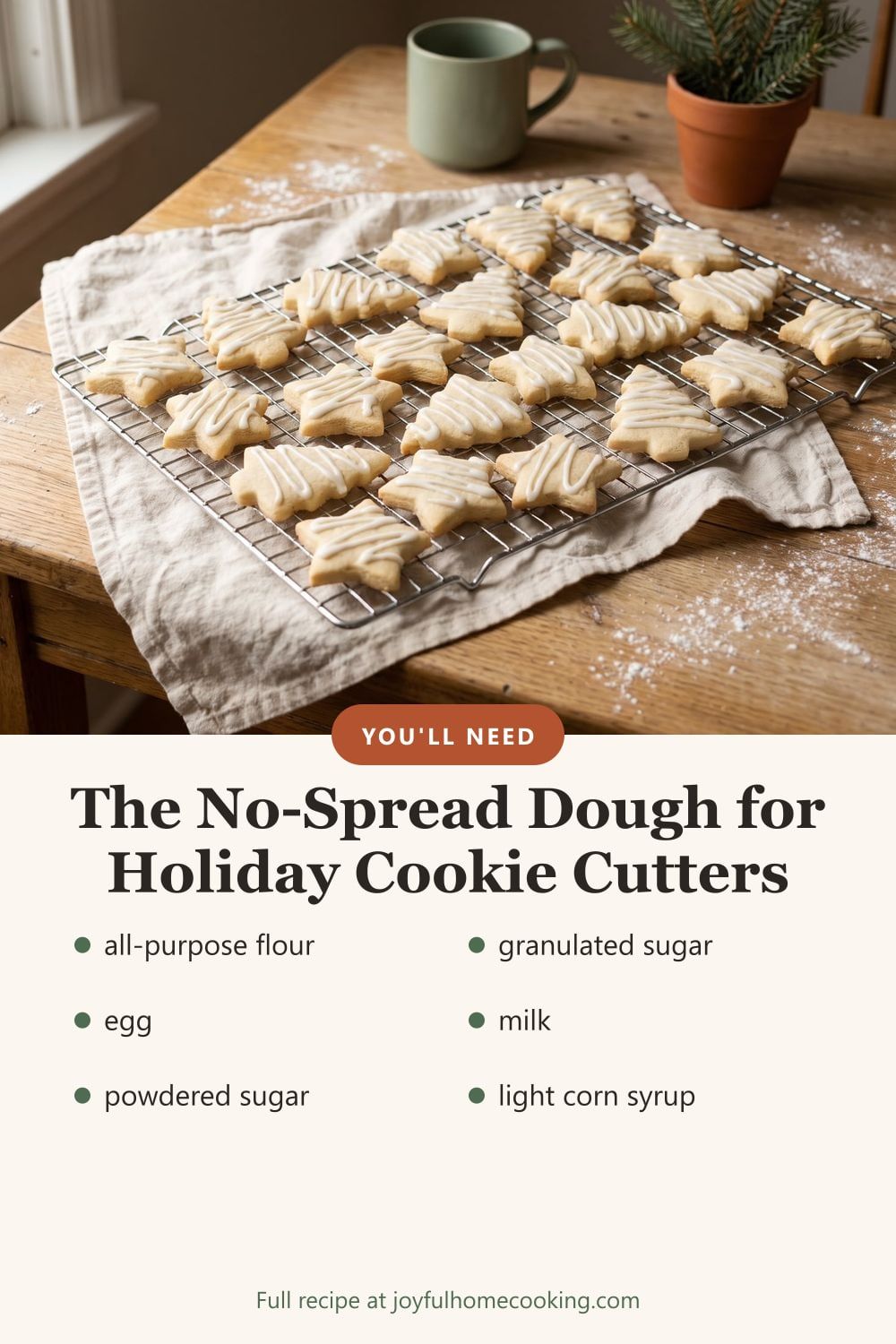 Cut-out sugar cookies with ingredients listed