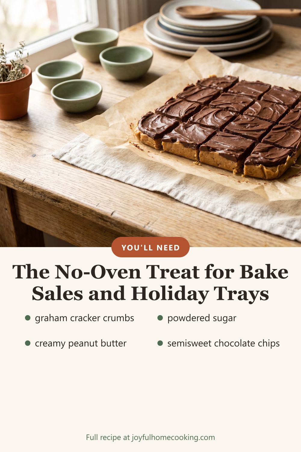 Peanut butter bars with ingredients listed