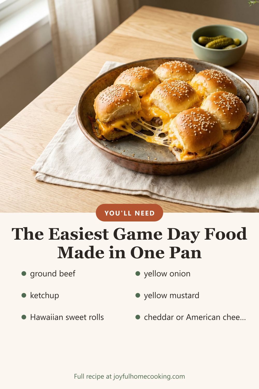 Cheeseburger sliders with key ingredients listed