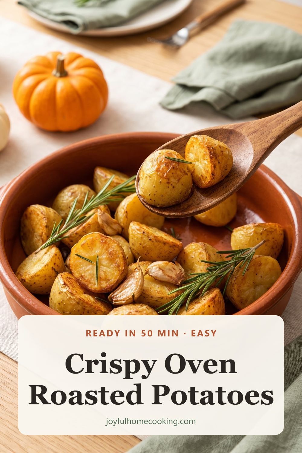 Crispy oven roasted potatoes Pinterest image