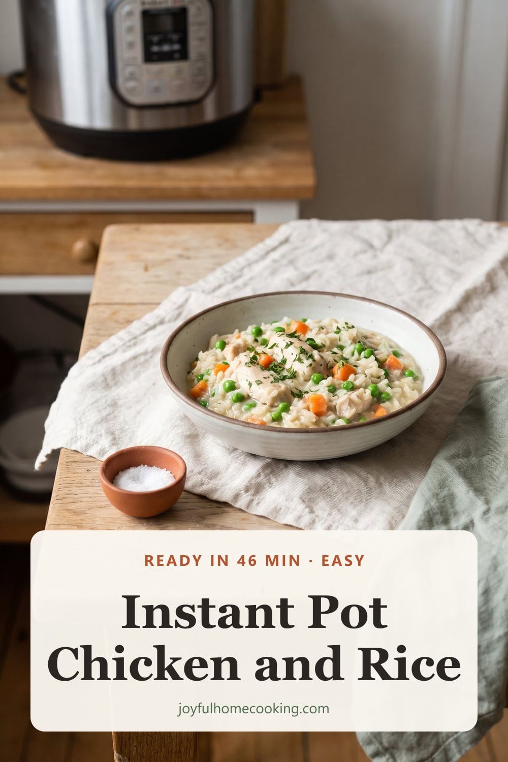 Creamy Instant Pot chicken and rice Pinterest image