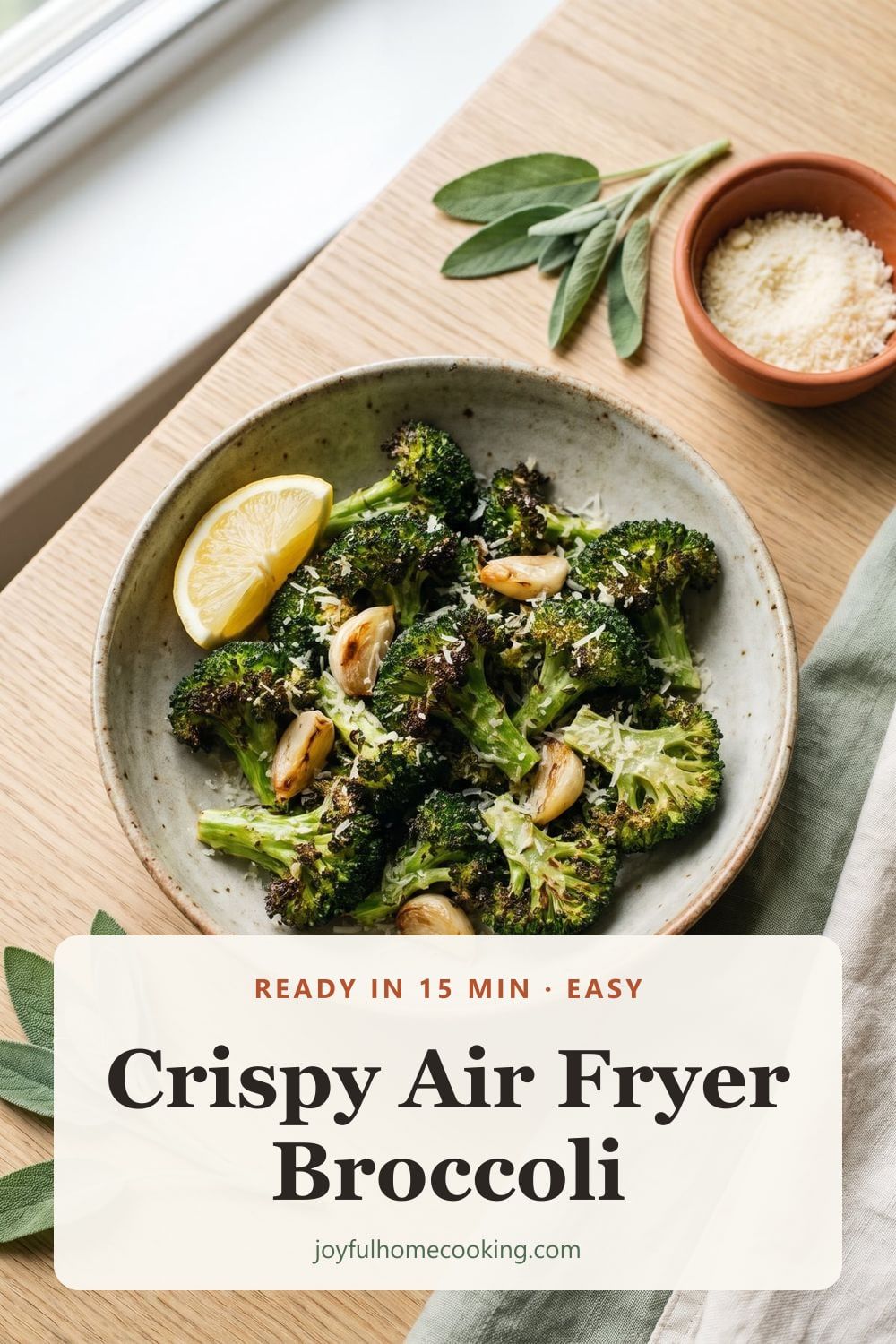 Air fryer broccoli Pinterest image